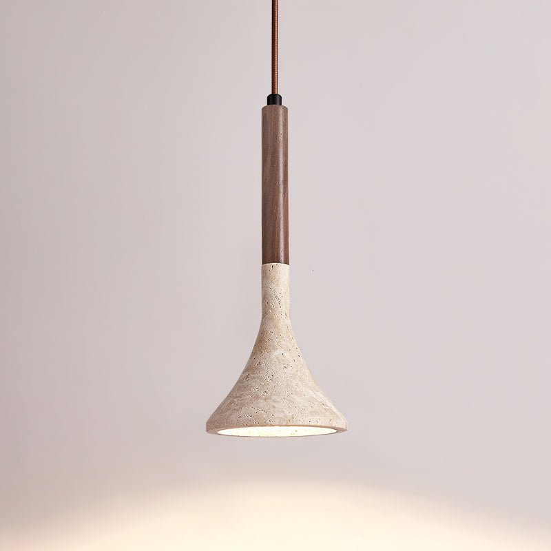 SerenoTrav | Suspension en Travertin Naturel – Design Minimaliste – Finition Bois & Pierre