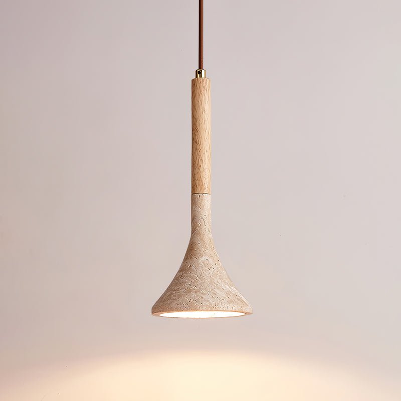SerenoTrav | Suspension en Travertin Naturel – Design Minimaliste – Finition Bois & Pierre