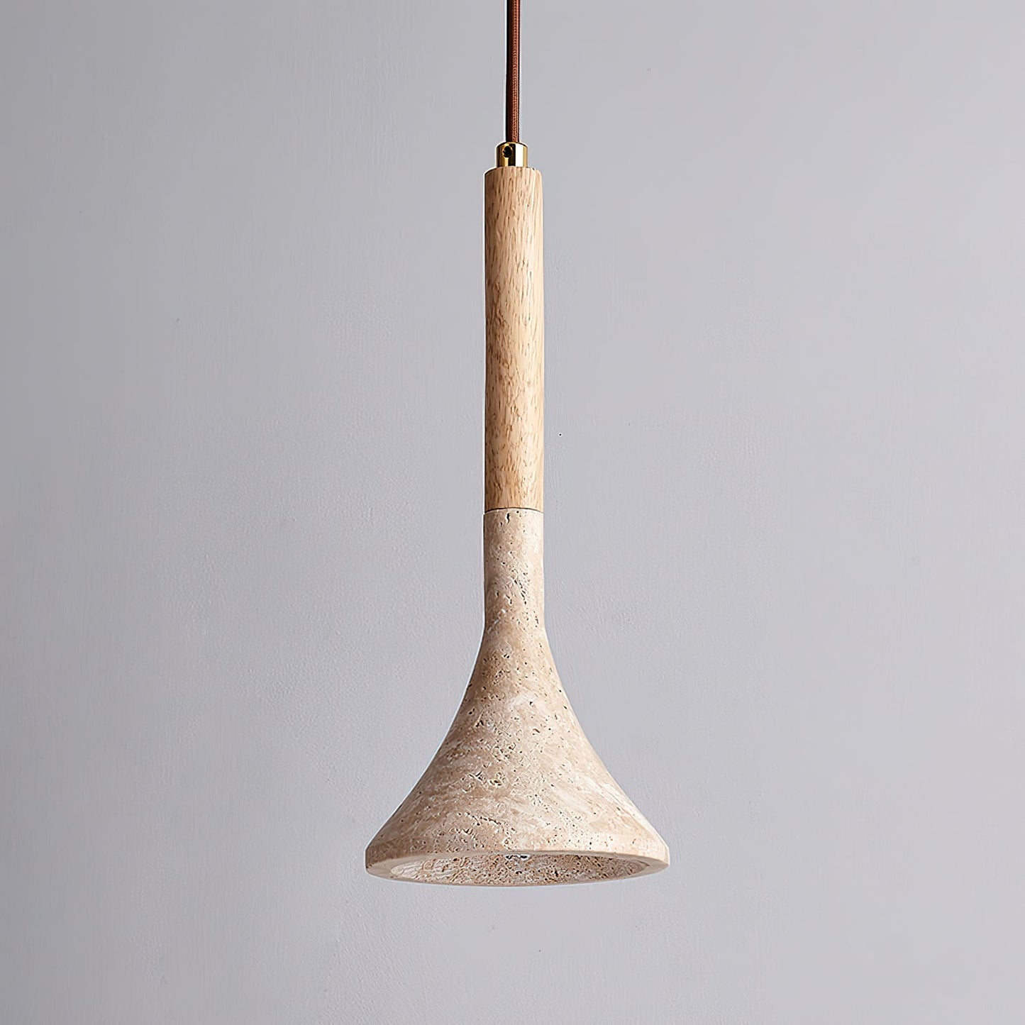 SerenoTrav | Suspension en Travertin Naturel – Design Minimaliste – Finition Bois & Pierre