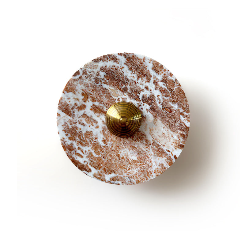 Aurora – Applique Murale Ronde en Marbre Marron | LED Intégrée | Design Moderne de Luxe