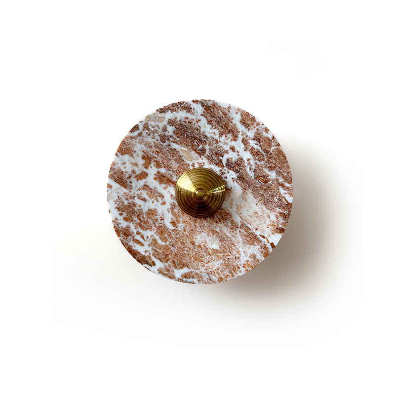 Aurora – Applique Murale Ronde en Marbre Marron | LED Intégrée | Design Moderne de Luxe