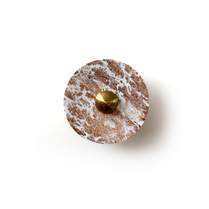 Aurora – Applique Murale Ronde en Marbre Marron | LED Intégrée | Design Moderne de Luxe