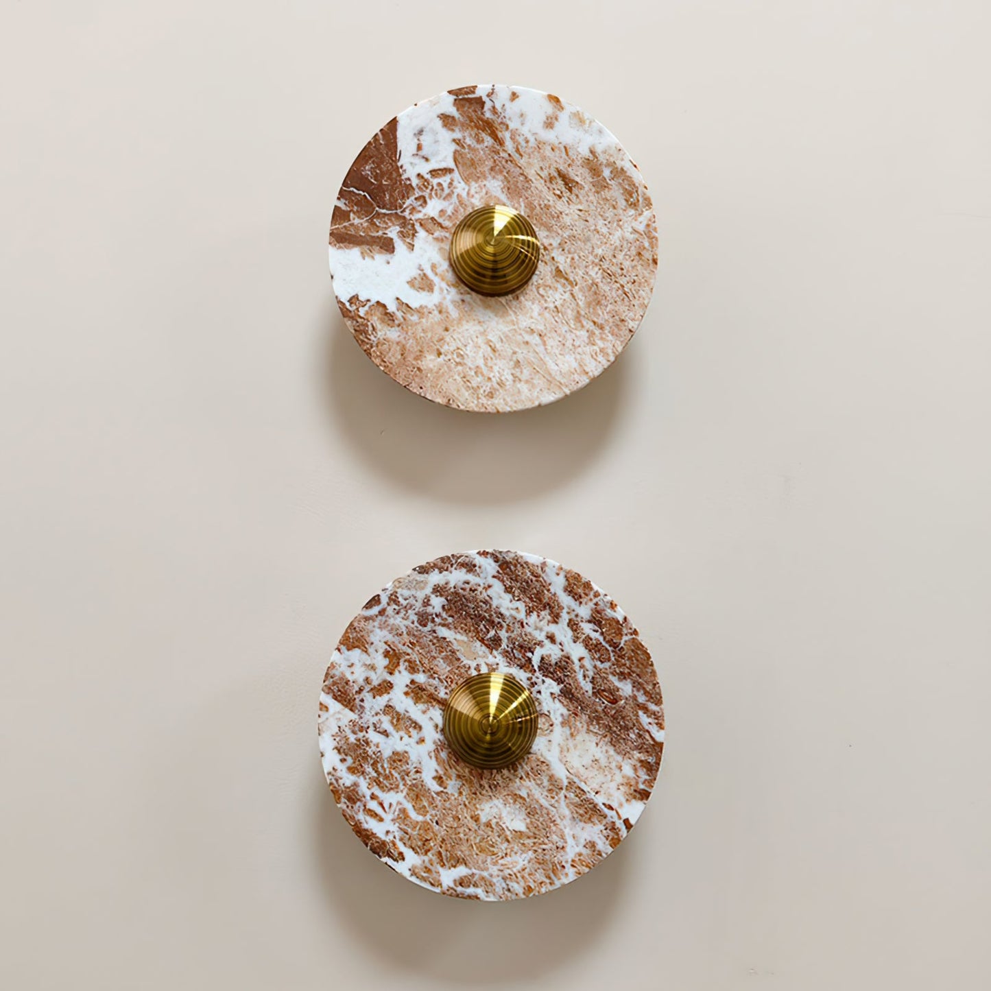 Aurora – Applique Murale Ronde en Marbre Marron | LED Intégrée | Design Moderne de Luxe