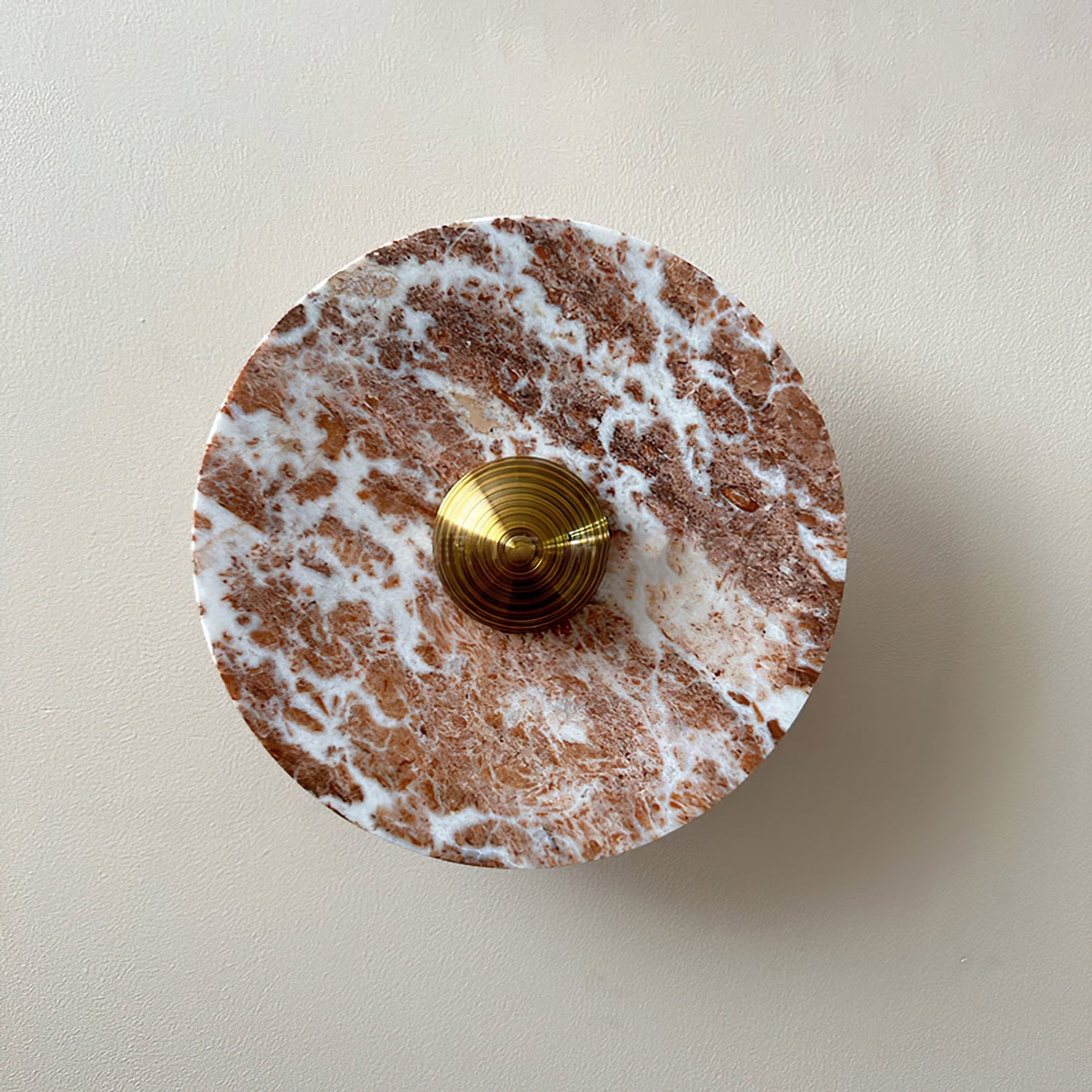 Aurora – Applique Murale Ronde en Marbre Marron | LED Intégrée | Design Moderne de Luxe