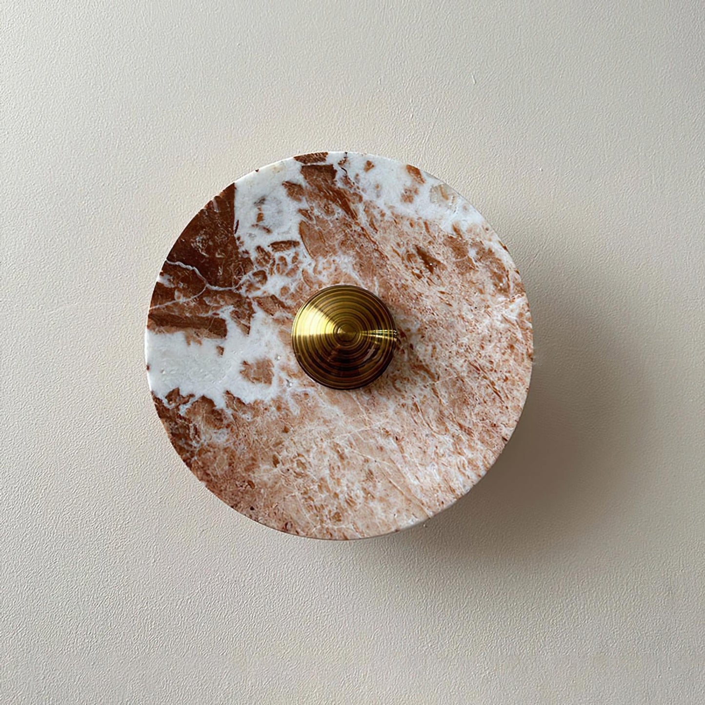 Aurora – Applique Murale Ronde en Marbre Marron | LED Intégrée | Design Moderne de Luxe