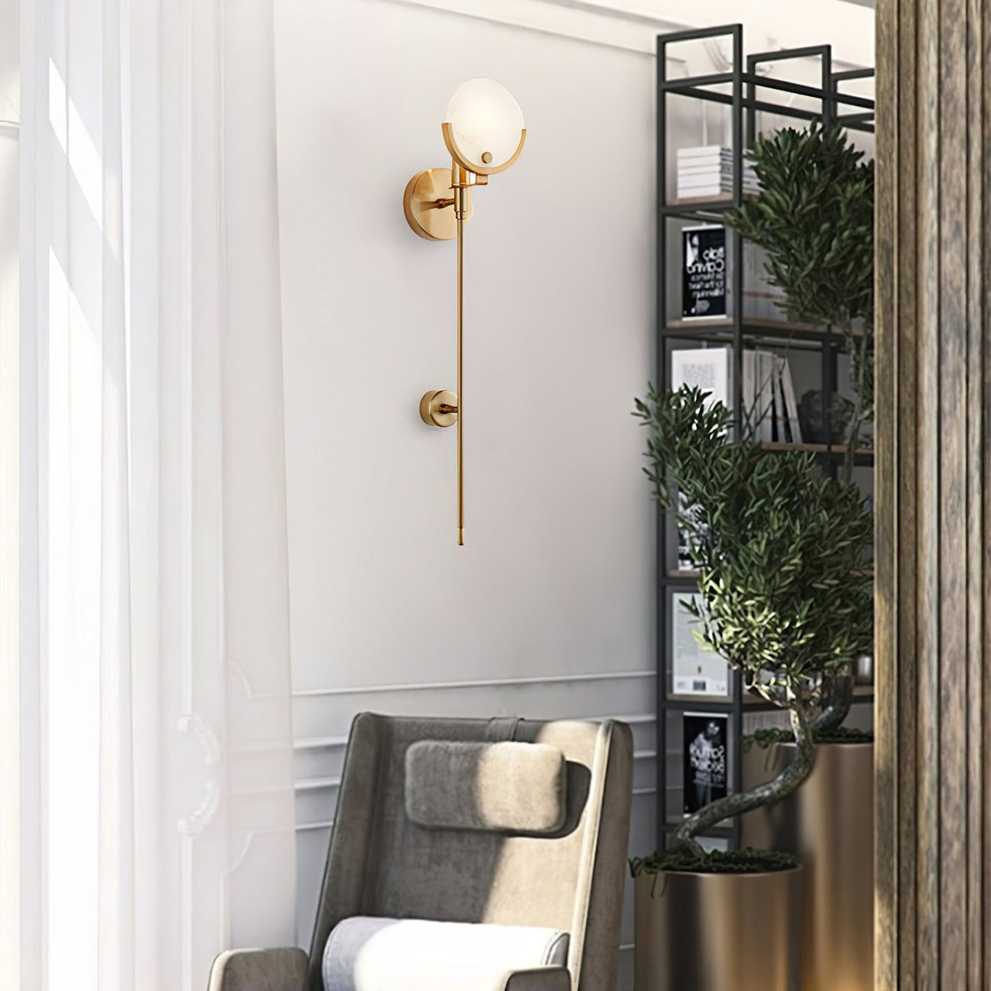 AvaLume – Applique Murale en Laiton et Albâtre | LED | Design Moderne