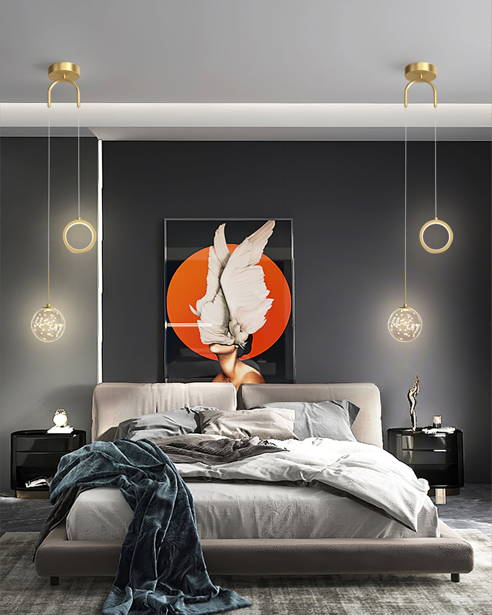 Avalora – Suspension Élégante en Laiton & Verre | LED Intégrée | Hauteur Réglable