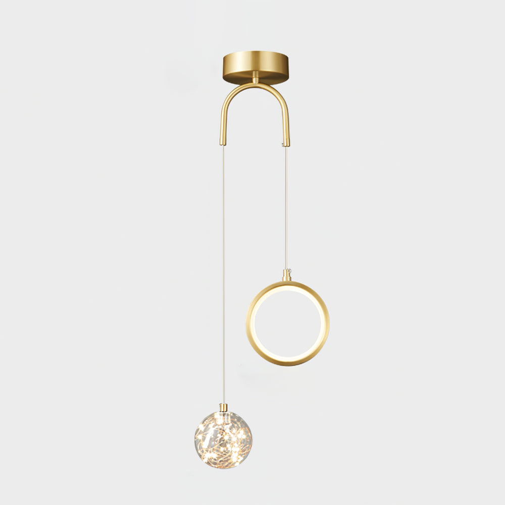 Avalora – Suspension Élégante en Laiton & Verre | LED Intégrée | Hauteur Réglable