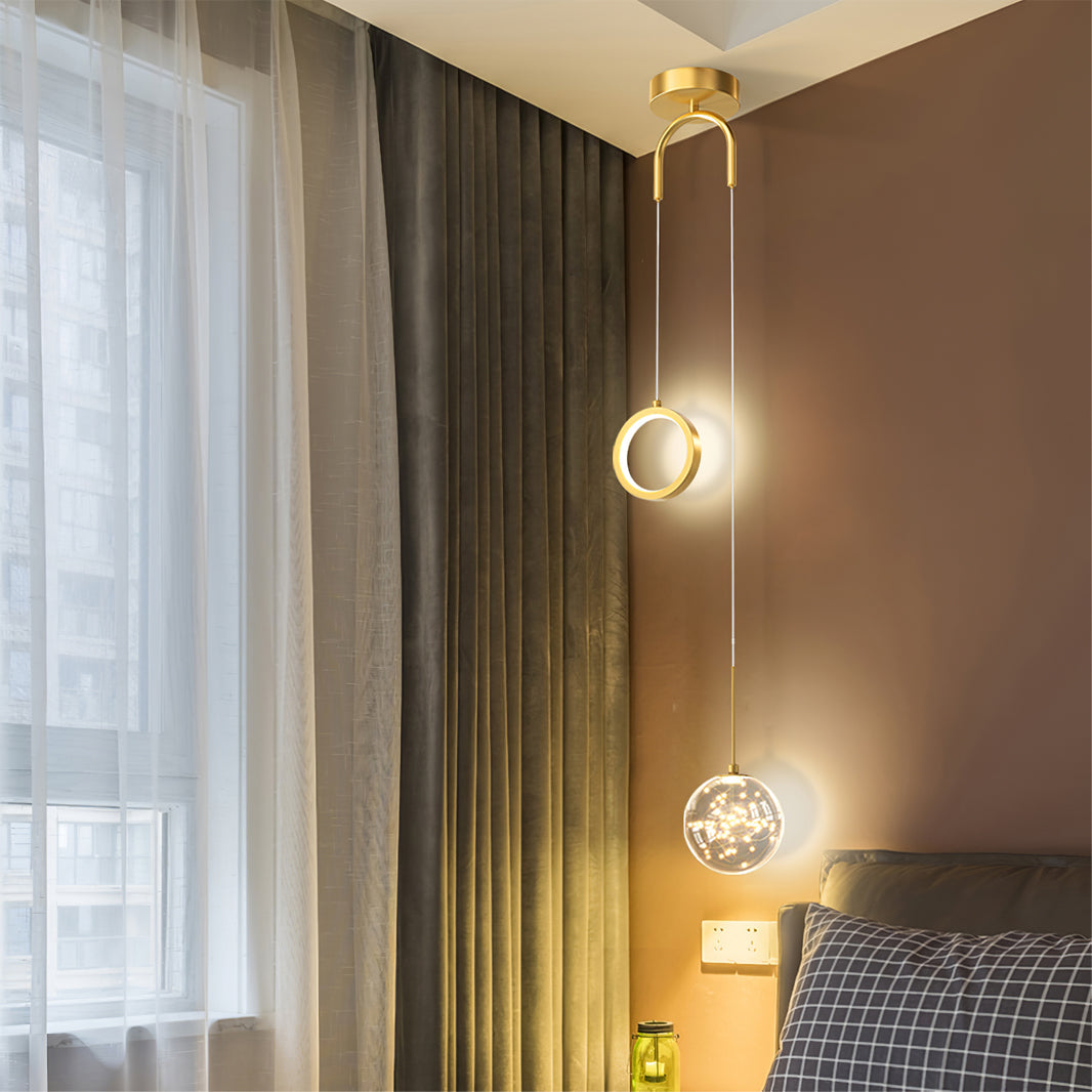 Avalora – Suspension Élégante en Laiton & Verre | LED Intégrée | Hauteur Réglable