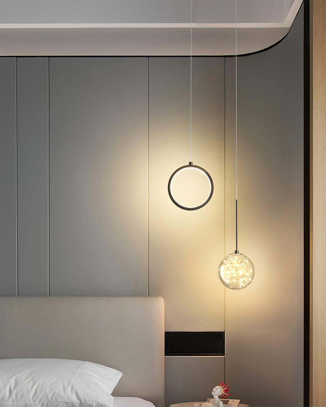 Avalora – Suspension Élégante en Laiton & Verre | LED Intégrée | Hauteur Réglable
