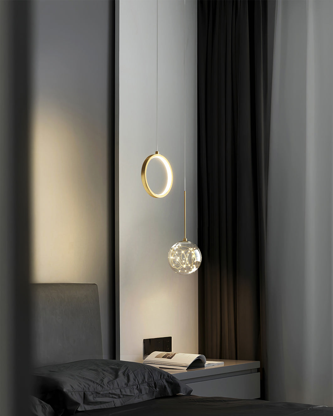 Avalora – Suspension Élégante en Laiton & Verre | LED Intégrée | Hauteur Réglable