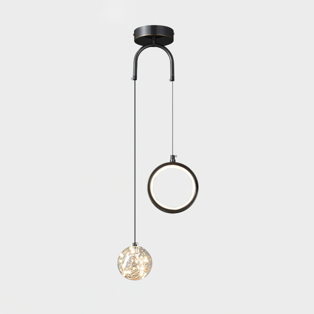Avalora – Suspension Élégante en Laiton & Verre | LED Intégrée | Hauteur Réglable