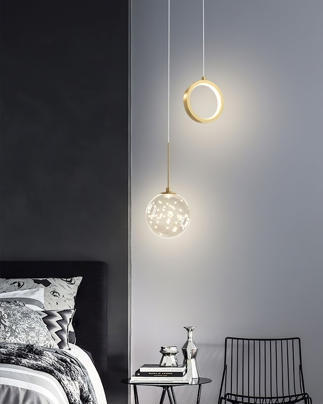 Avalora – Suspension Élégante en Laiton & Verre | LED Intégrée | Hauteur Réglable