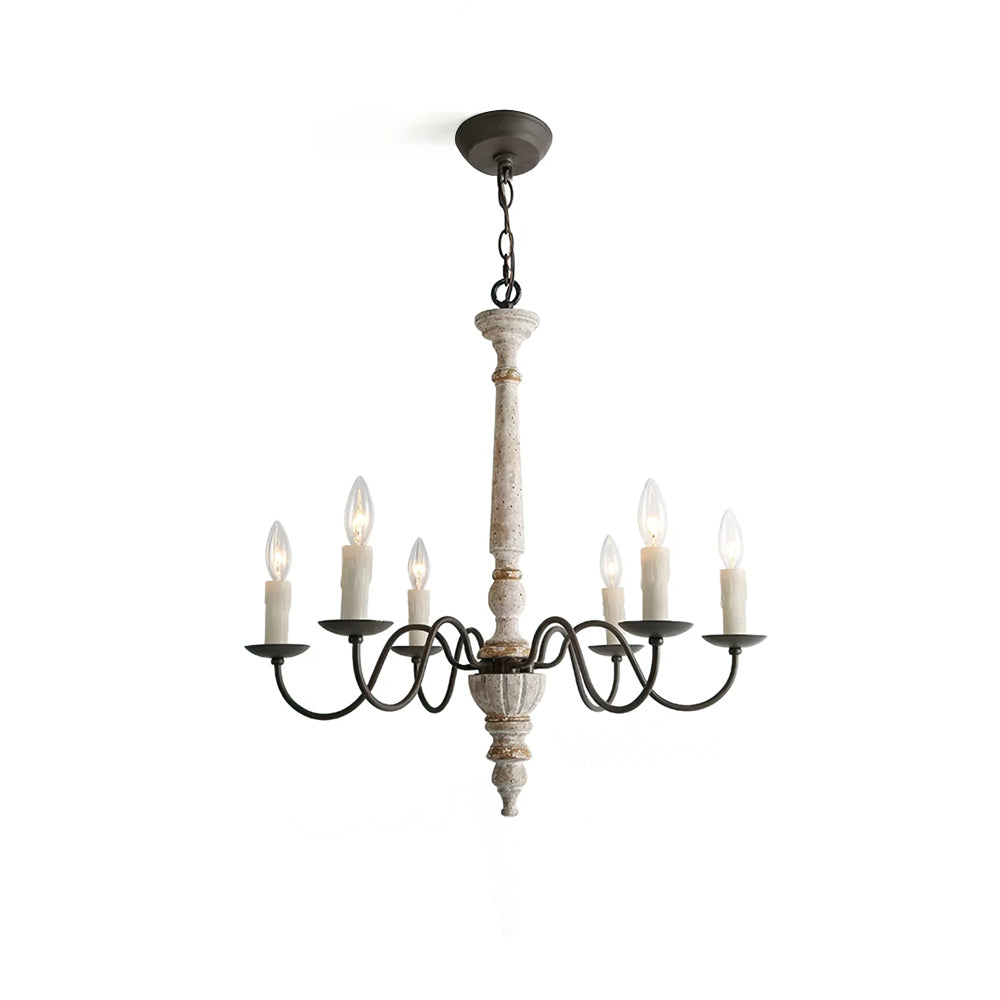 AvignonLustre – Lustre Rustique en Bois & Métal | 6 Ampoules Style Bougie