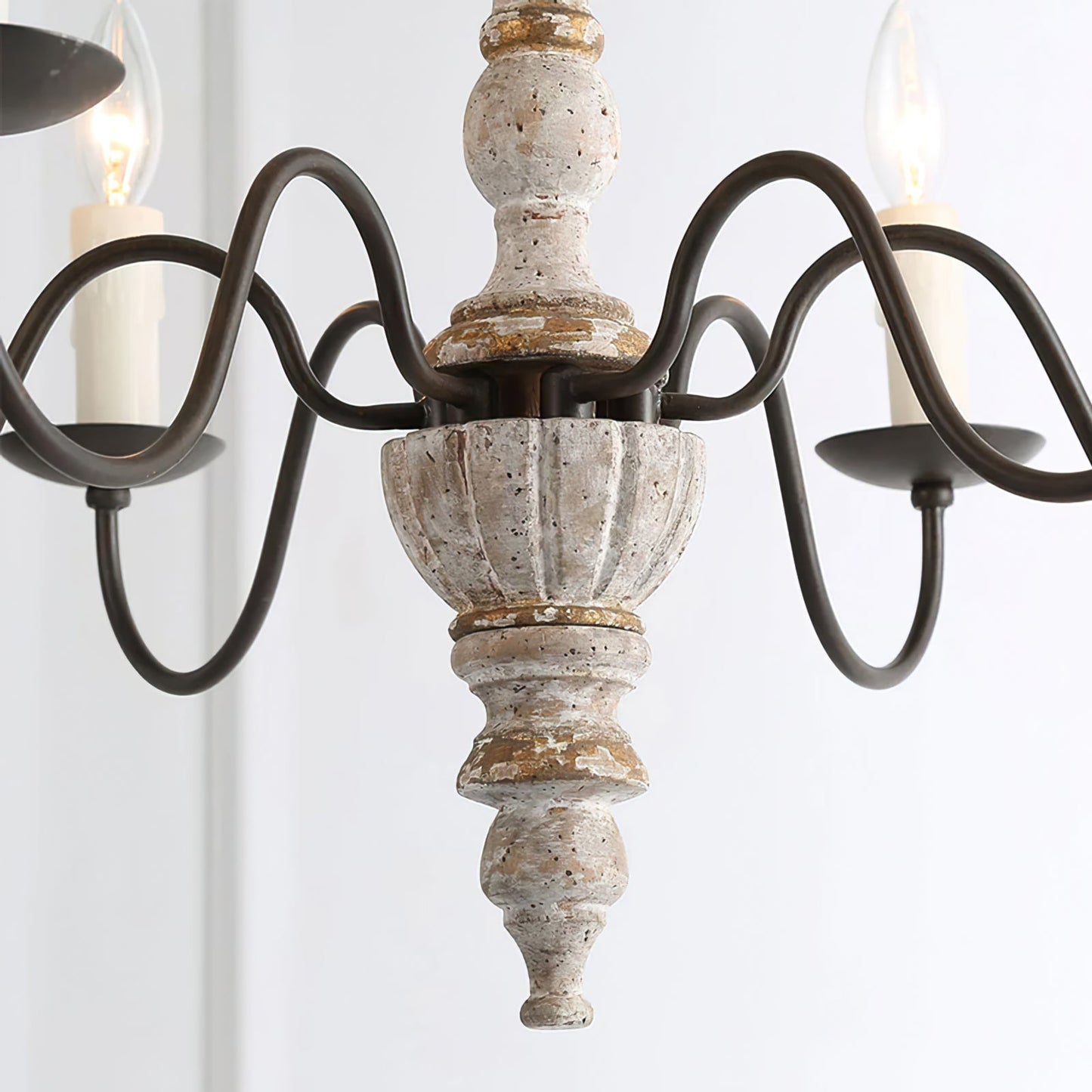 AvignonLustre – Lustre Rustique en Bois & Métal | 6 Ampoules Style Bougie