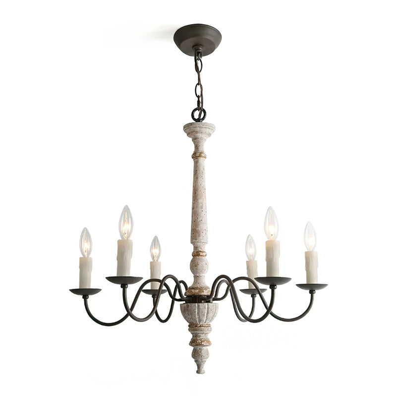 AvignonLustre – Lustre Rustique en Bois & Métal | 6 Ampoules Style Bougie