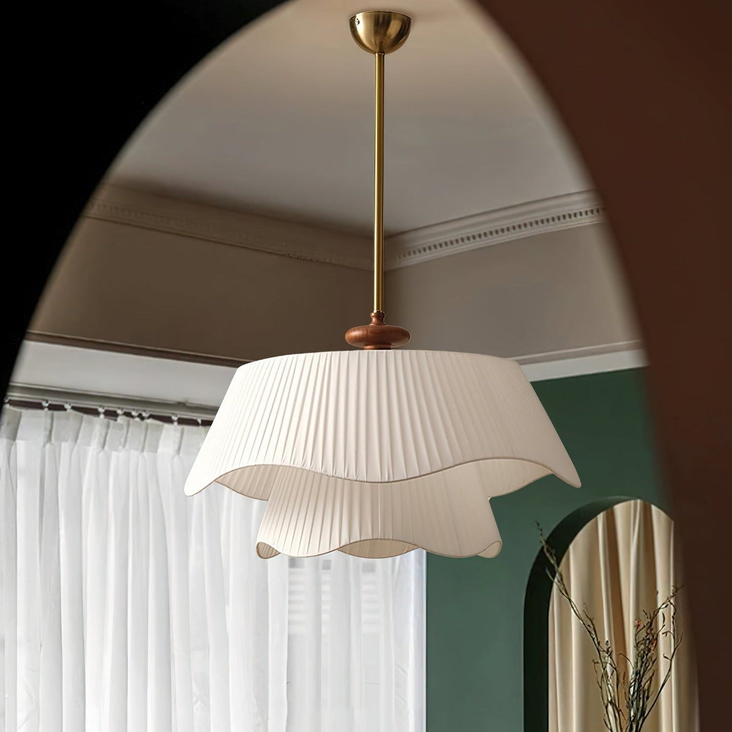 Bellevue | Suspension Design en Métal, Verre et Bois – Élégance Moderne & Éclairage Accueillant
