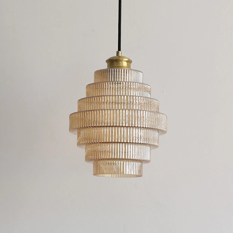 Lampe Suspendue en Verre et Laiton en Forme de Bouteille