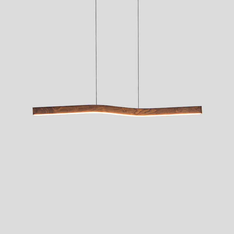 Noyara – Suspension en Bois Foncé Style Japandi | LED Intégrée | 100–120 cm