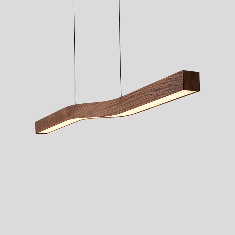 Noyara – Suspension en Bois Foncé Style Japandi | LED Intégrée | 100–120 cm