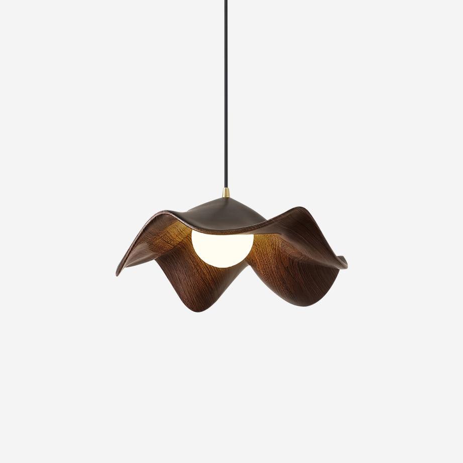 ElementBois – Suspension en Résine & Métal – Plafonnier Design Lotus Naturel