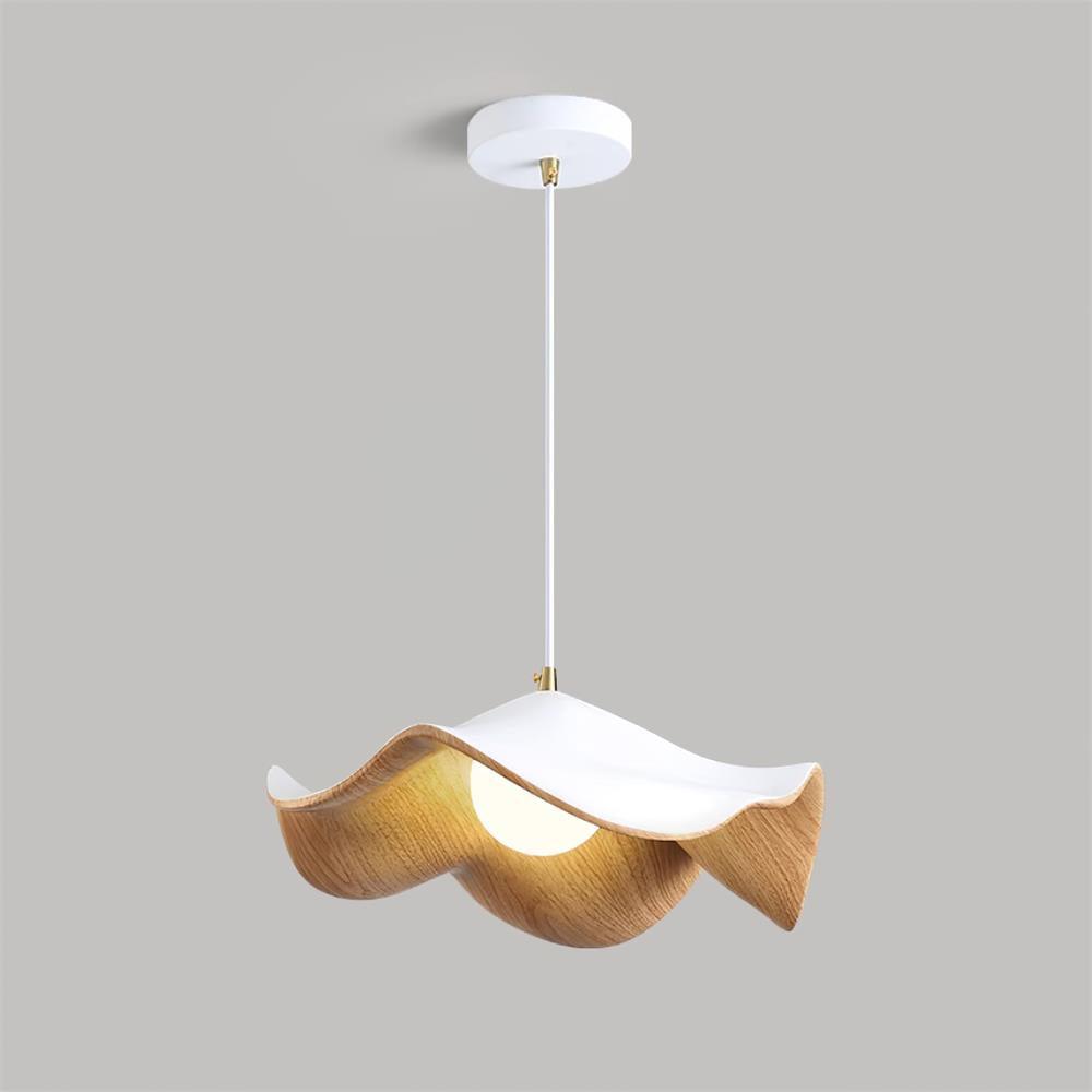 ElementBois – Suspension en Résine & Métal – Plafonnier Design Lotus Naturel