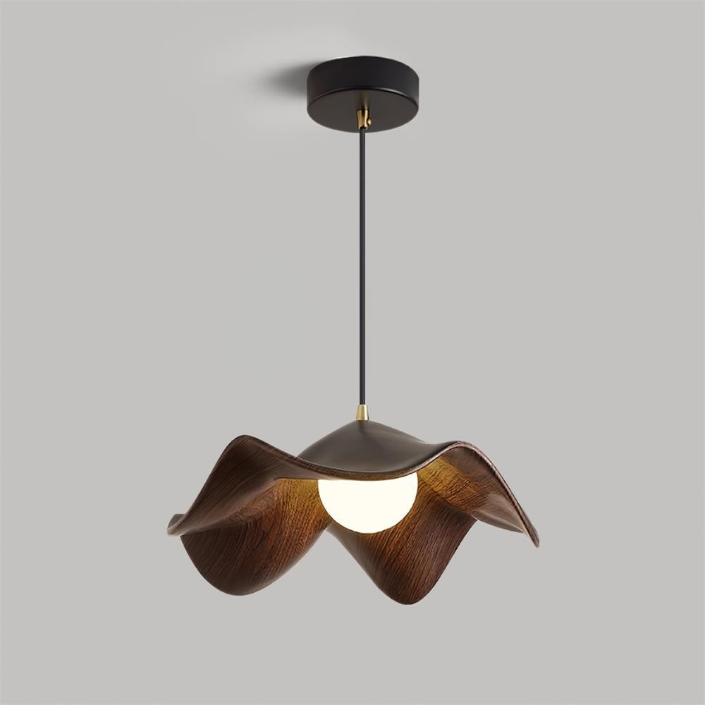 ElementBois – Suspension en Résine & Métal – Plafonnier Design Lotus Naturel