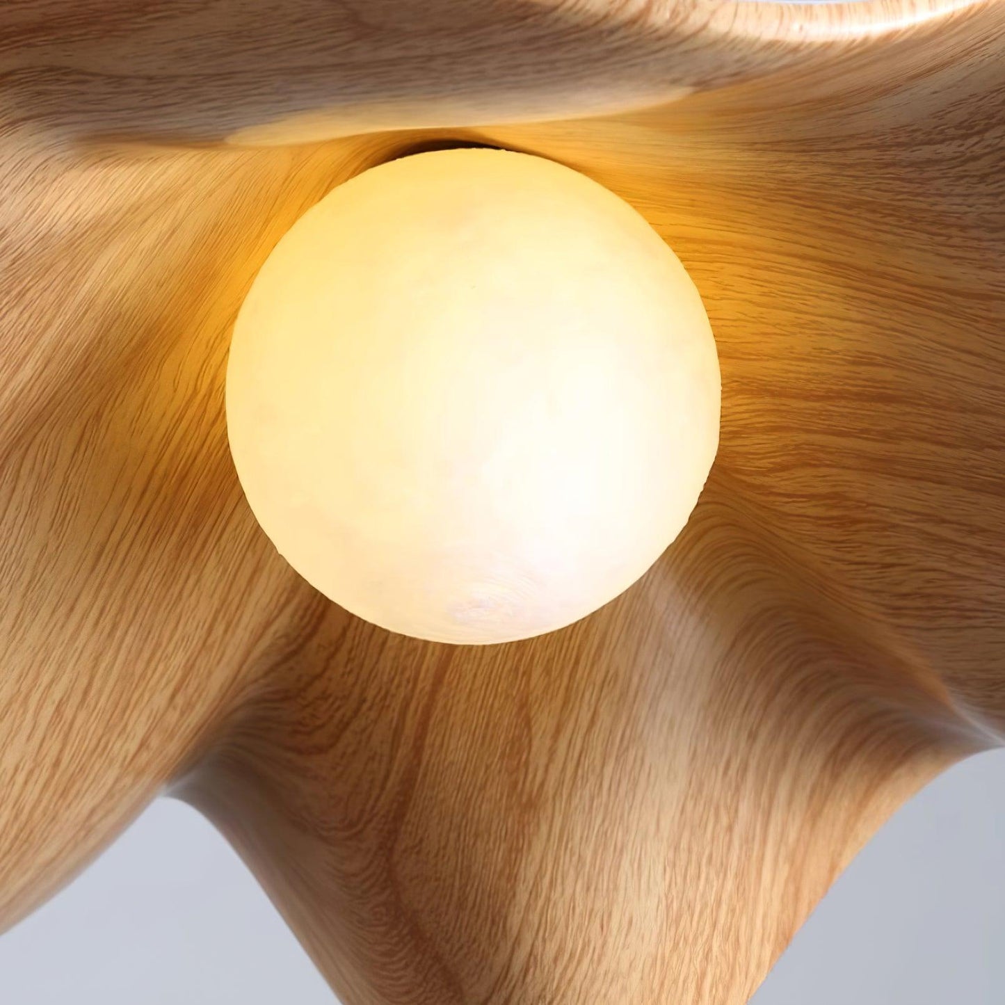 ElementBois – Suspension en Résine & Métal – Plafonnier Design Lotus Naturel