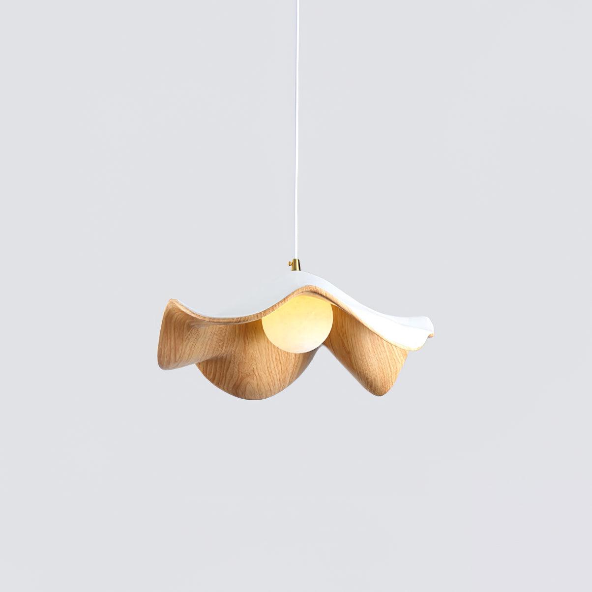 ElementBois – Suspension en Résine & Métal – Plafonnier Design Lotus Naturel