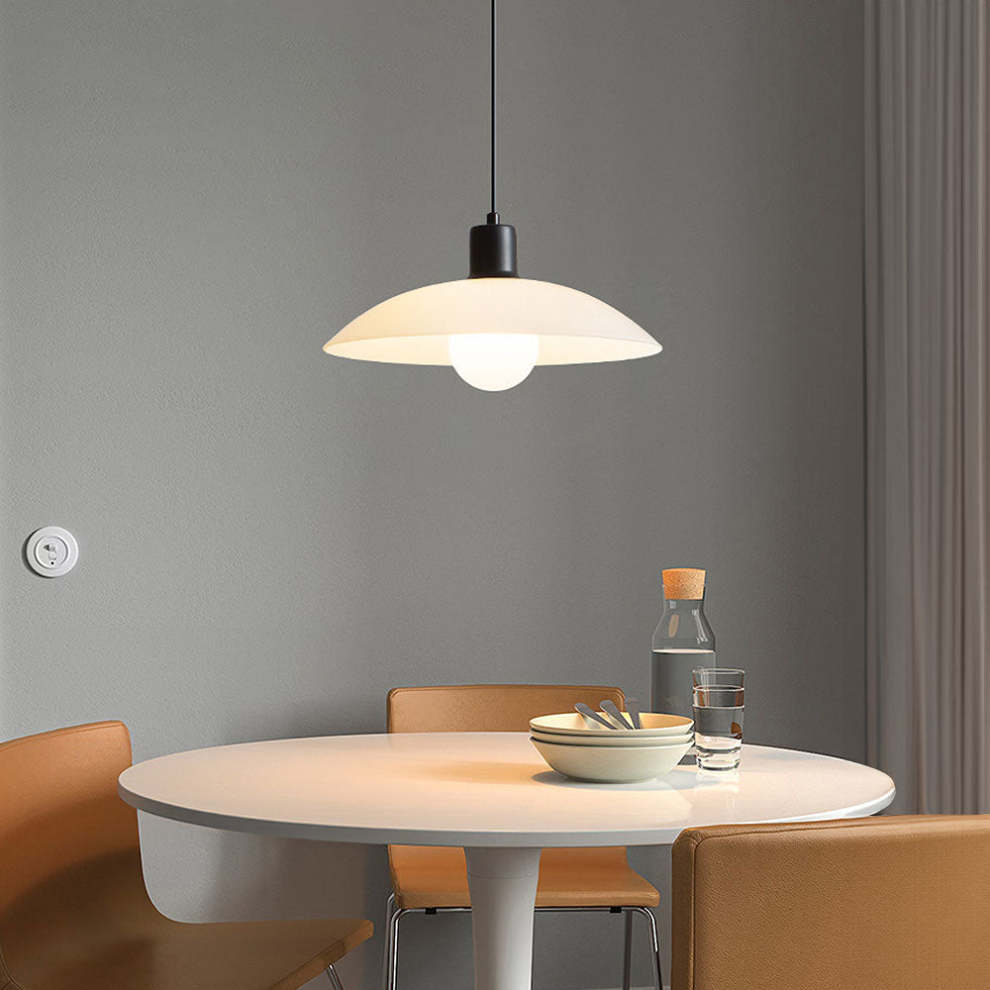 VELLUNO | Suspension en Verre Minimaliste – Blanc – Douce Lumière – 3 Formats – Douille E27