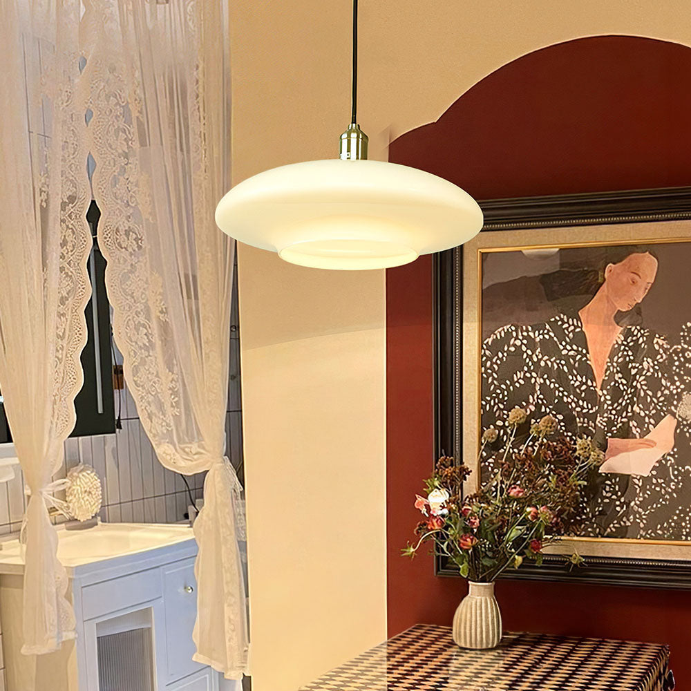 ClartéÉlégante | Pendelleuchte en Verre Blanc Moderne – Simplicité Lumineuse et Élégante