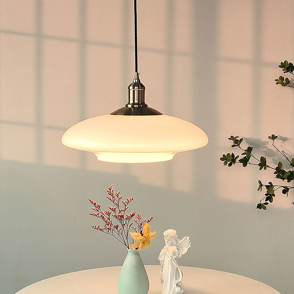 ClartéÉlégante | Pendelleuchte en Verre Blanc Moderne – Simplicité Lumineuse et Élégante