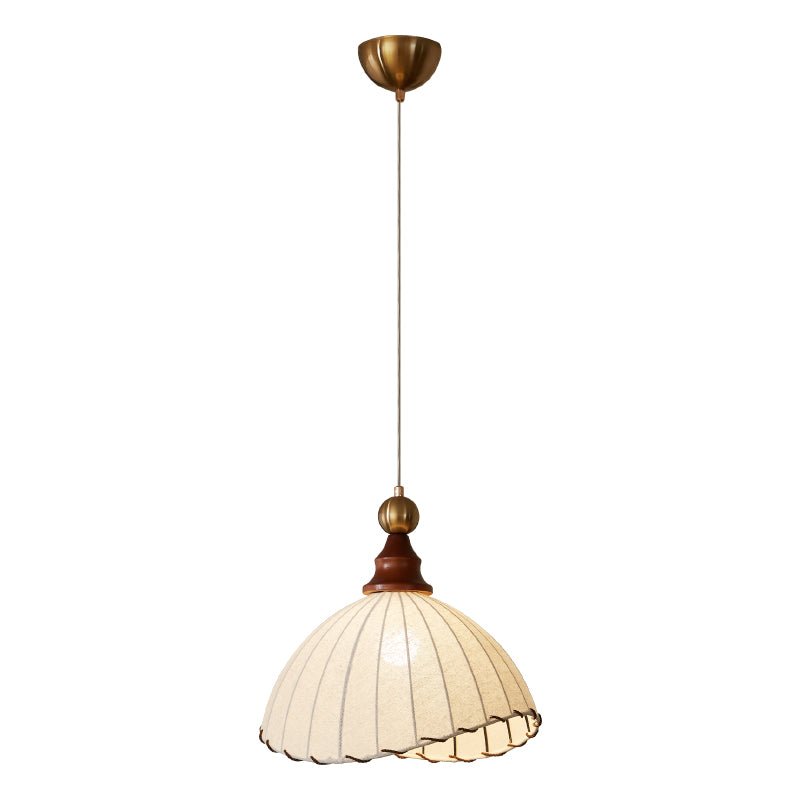 VELMARA | Suspension Tissu Plissé – Bois & Métal Doré – Hauteur Réglable – Douille E27