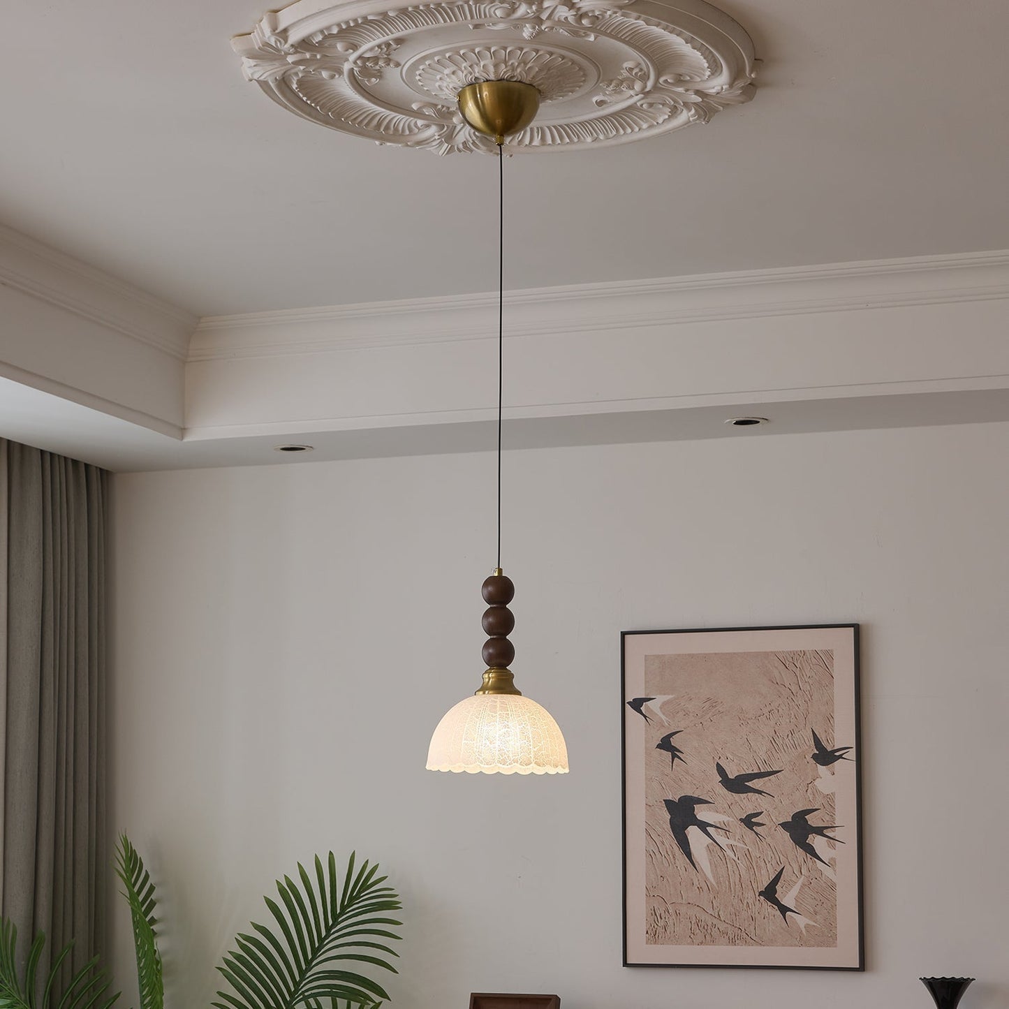 LUNARIAH – Suspension Artisanale en Verre, Bois et Céramique – 4 Modèles au Choix