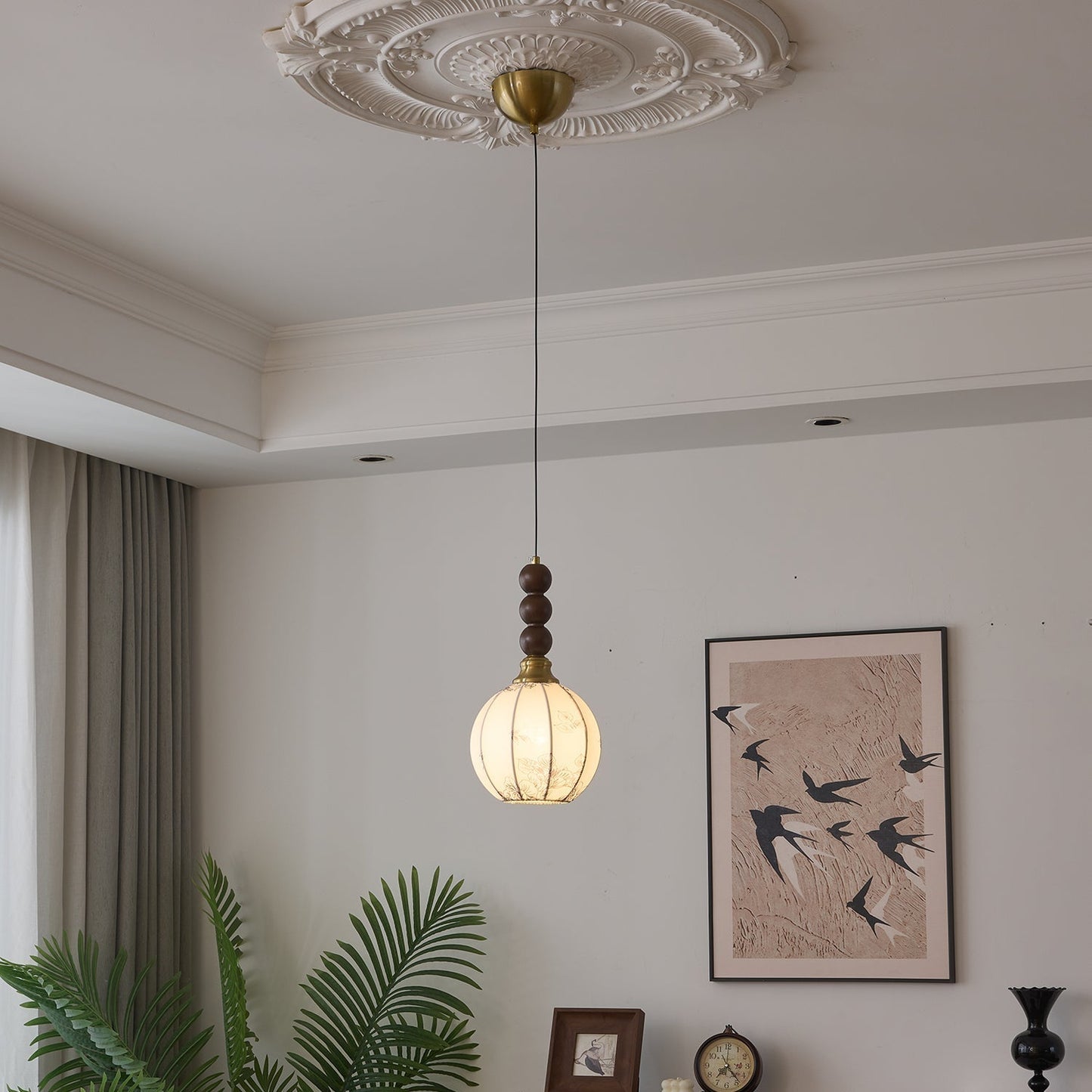 LUNARIAH – Suspension Artisanale en Verre, Bois et Céramique – 4 Modèles au Choix
