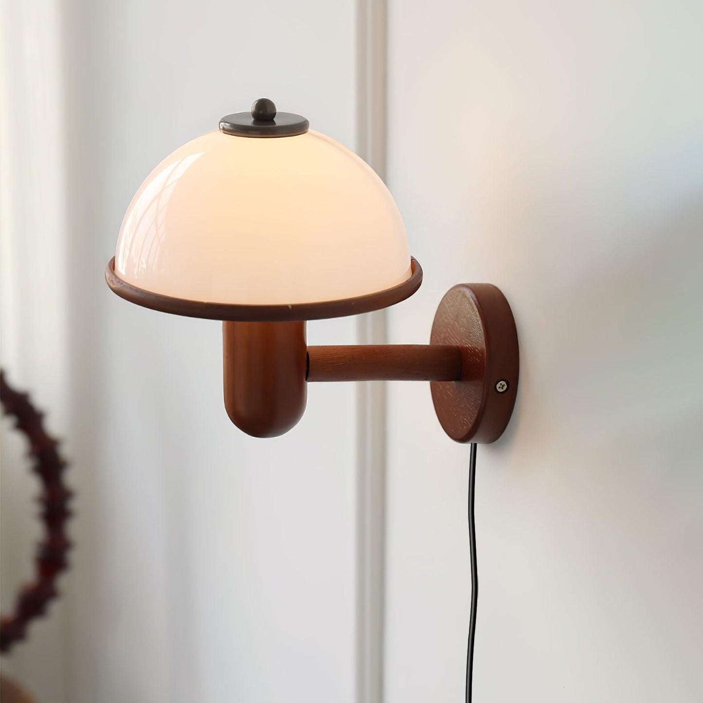 Mushroom Glow - Lampe murale en bois champignon