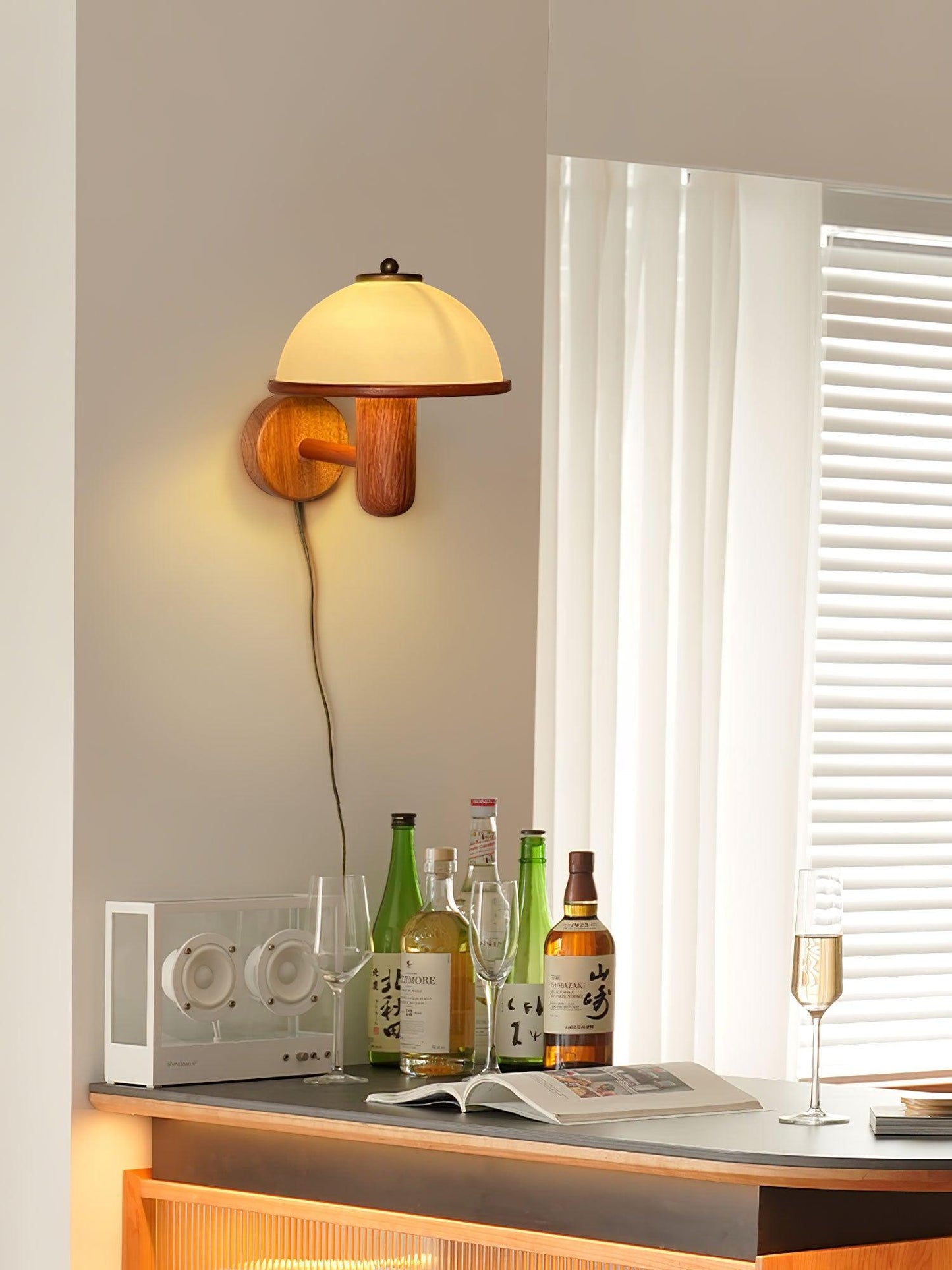 Mushroom Glow - Lampe murale en bois champignon