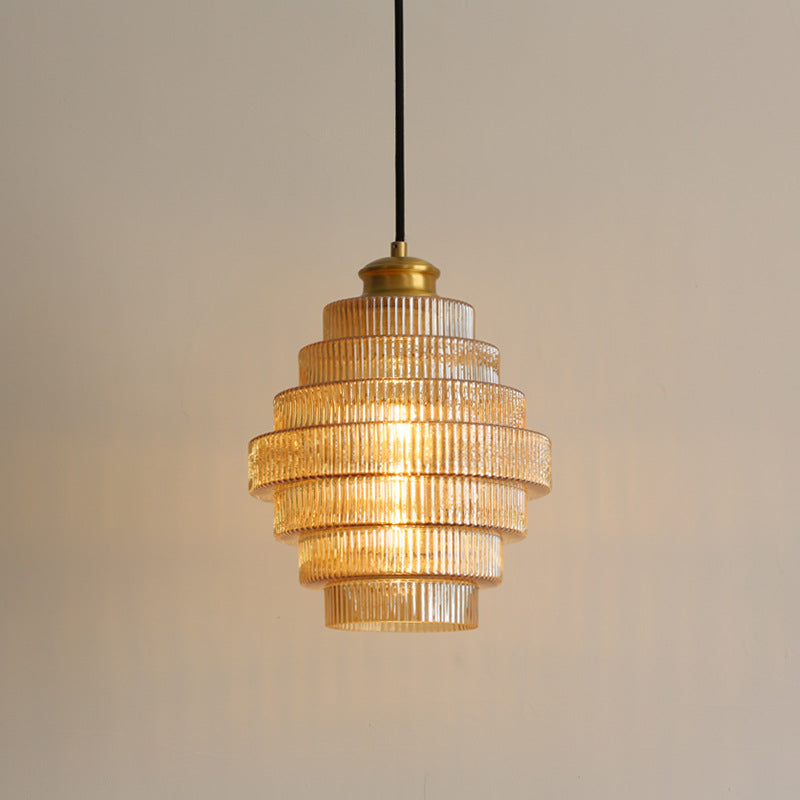 Lampe Suspendue en Verre et Laiton en Forme de Bouteille