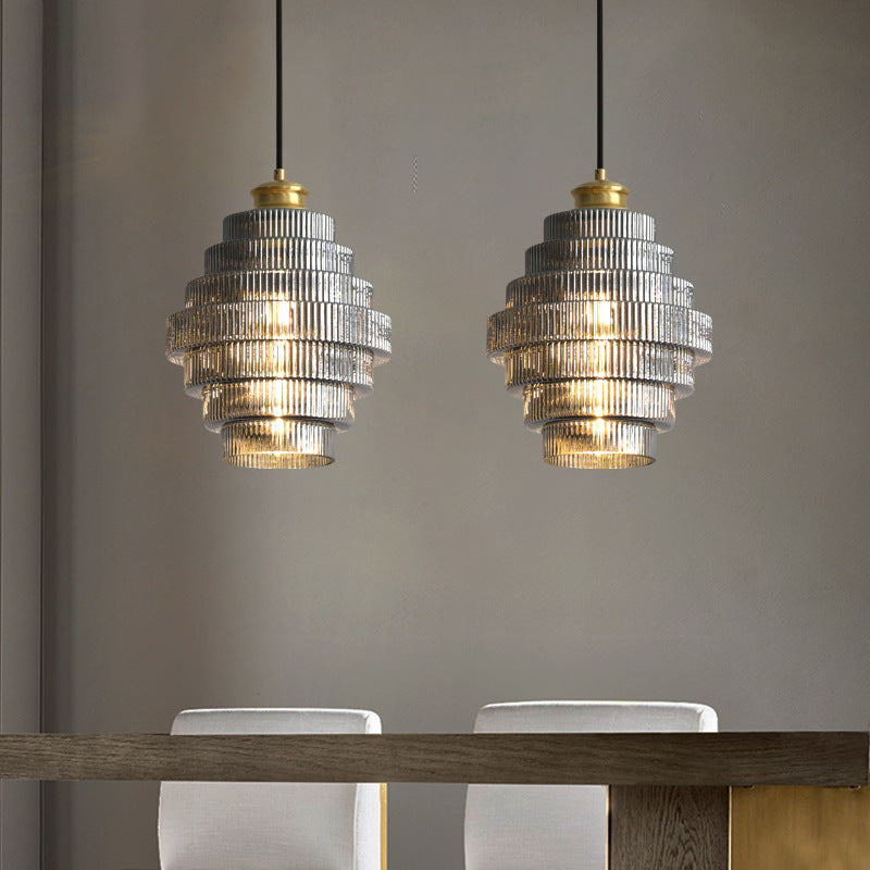 Lampe Suspendue en Verre et Laiton en Forme de Bouteille