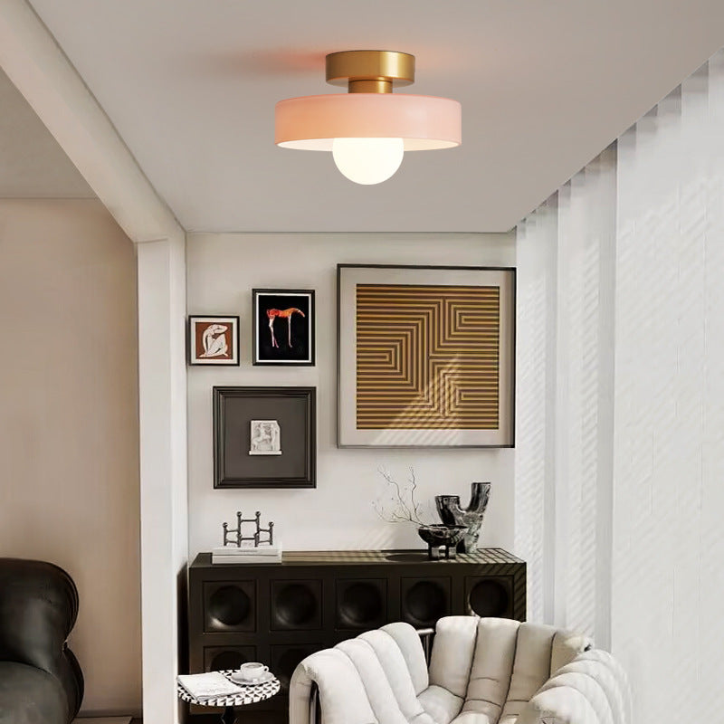 Plafonnier géométrique Bauhaus en laiton et verre – Design moderne et intemporel