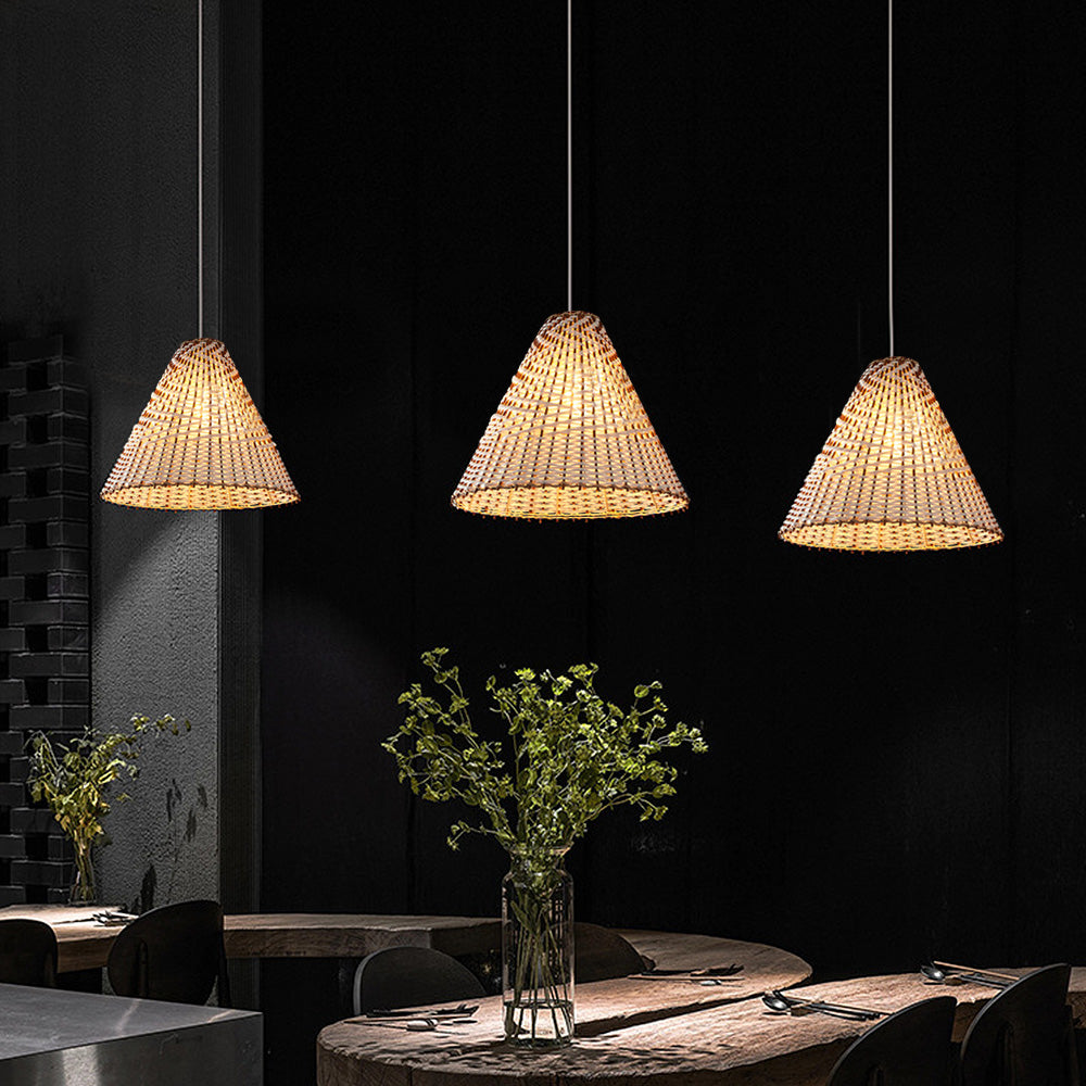 Lampe Suspendue Boho en Osier Tissé à la Main