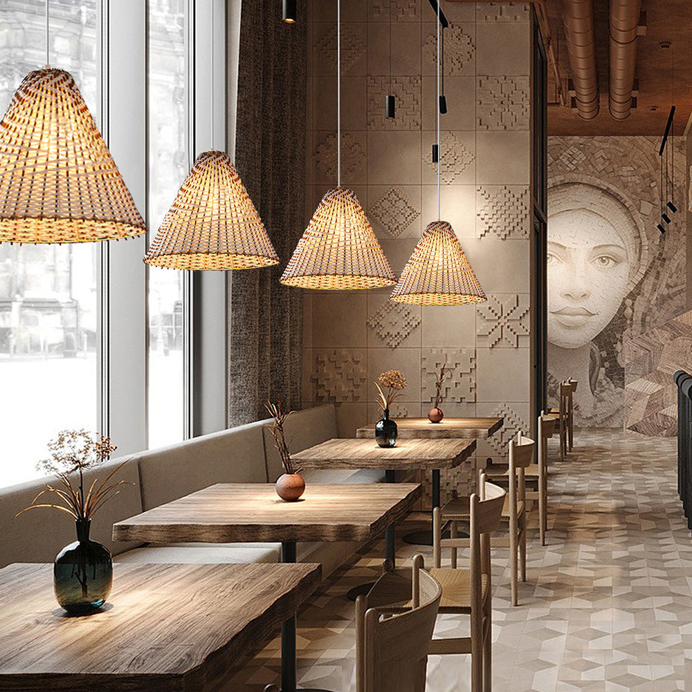 Lampe Suspendue Boho en Osier Tissé à la Main