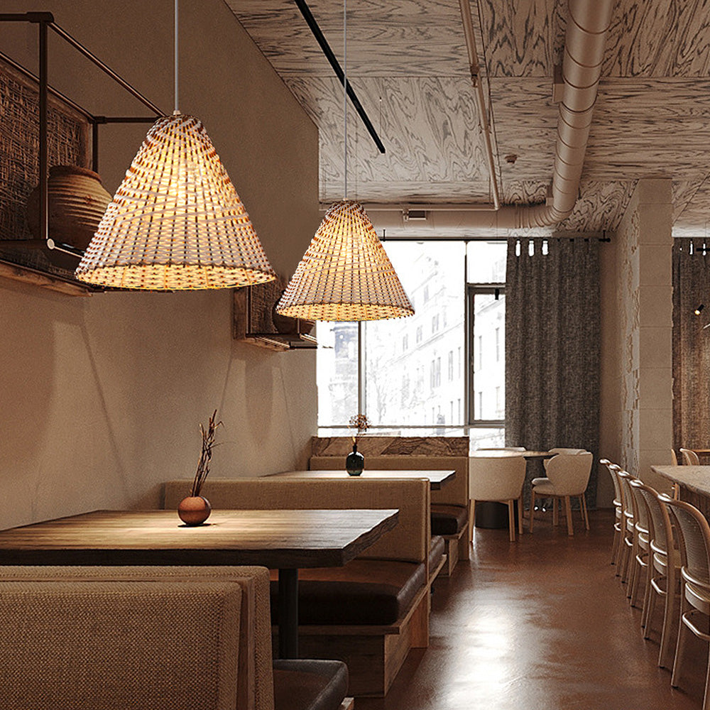 Lampe Suspendue Boho en Osier Tissé à la Main