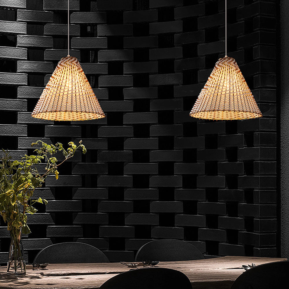 Lampe Suspendue Boho en Osier Tissé à la Main