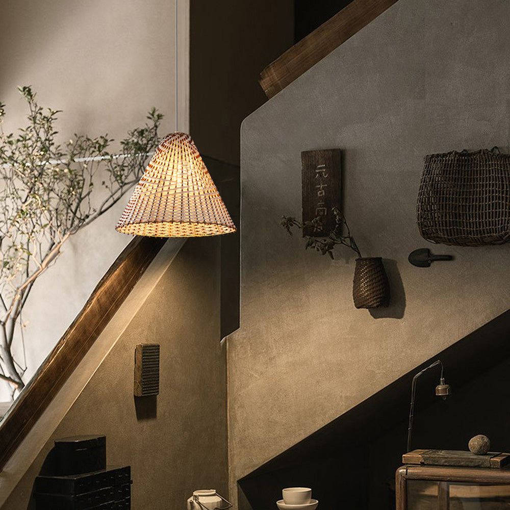 Lampe Suspendue Boho en Osier Tissé à la Main