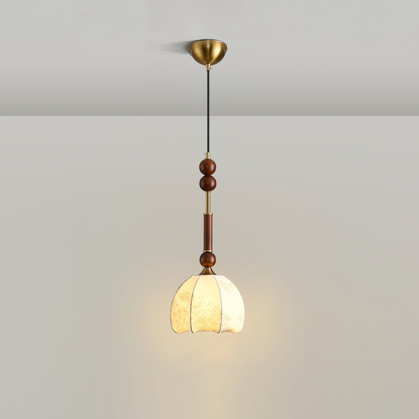 RomaLumière – Suspension Élégante Italienne en Verre | Design Vintage | Bois & Laiton