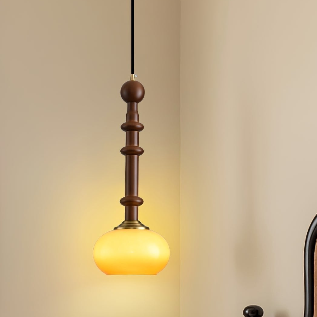 RomaLumière – Suspension Élégante Italienne en Verre | Design Vintage | Bois & Laiton