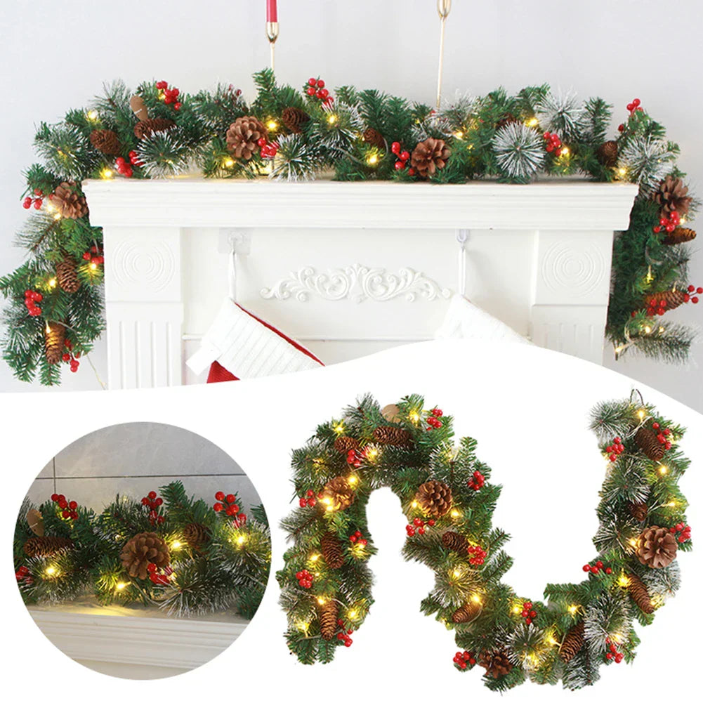 NoëlBerry | Guirlande de Noël avec Pommes de Pin et Baies Rouges – Déco Traditionnelle Réutilisable