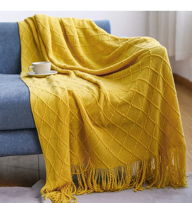 BohoLuxe | Couverture Tricotée Texturée Vintage pour Sofa