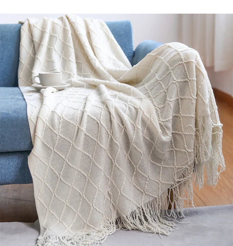 BohoLuxe | Couverture Tricotée Texturée Vintage pour Sofa